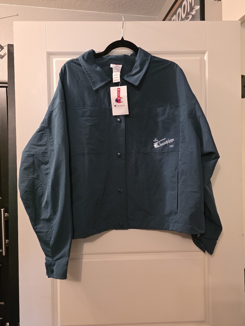 Champion Women's Dark Teal Loose Fit Jacket - Reflecting Pond Size 1X